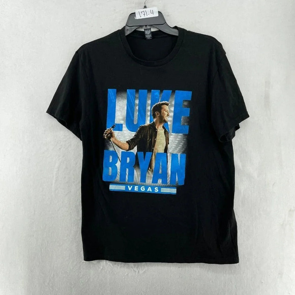 District Luke Bryan Vegas The Concert Tee M Black Graphic Crew Neck Short Sleeve - Picture 1 of 11